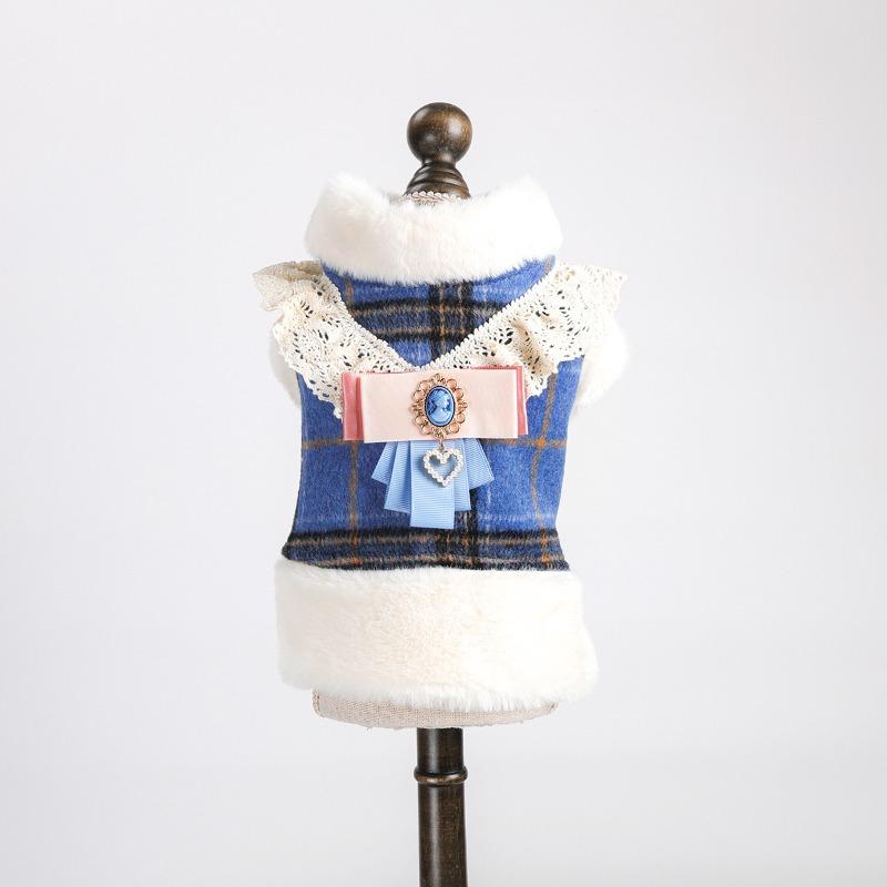 Pet Clothes Autumn and Winter New Small Dogs Puppies Happy Dogs and Cats Warm and Comfortable Thickened Retro Court Vest