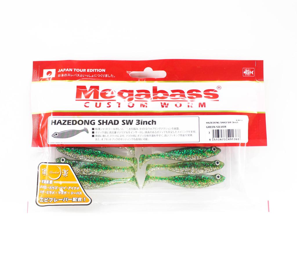 Megabass Esche Morbida Hazedong Shad SW 3 Pollici Verde Argento (1368)