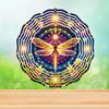Bohemian Mandala Dragonfly Wind Spinner - 2D Stainless Steel Garden Art, Handcrafted Floral Metal