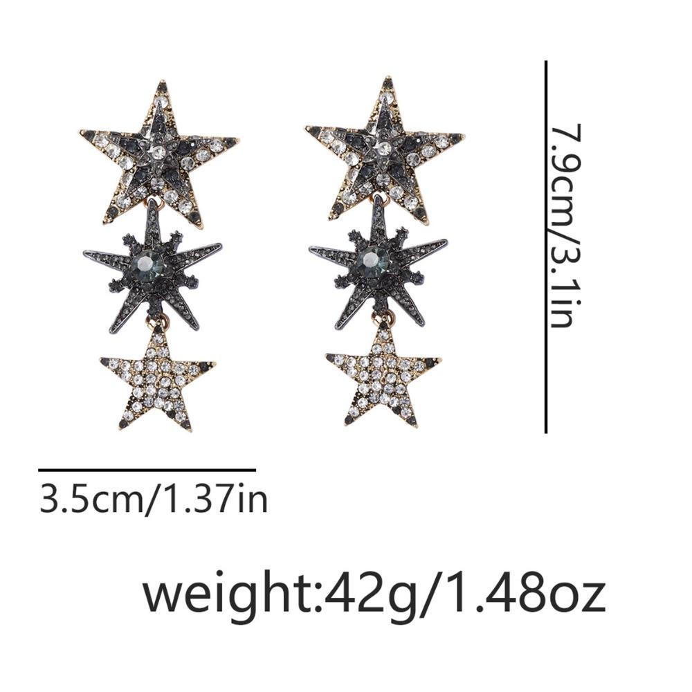 Exaggerated Temperament Shiny Rhinestone Zircon Star Splicing Tassel Dangle Earrings for Women Exquisite Luxury Piercing Jewelry