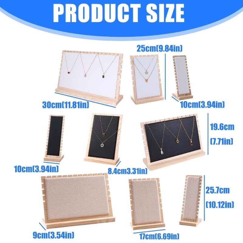 Pack of 3 Natural Wood Jewelry Organizers Stand for Necklace and Bracelet Presentation in Shops or Homes