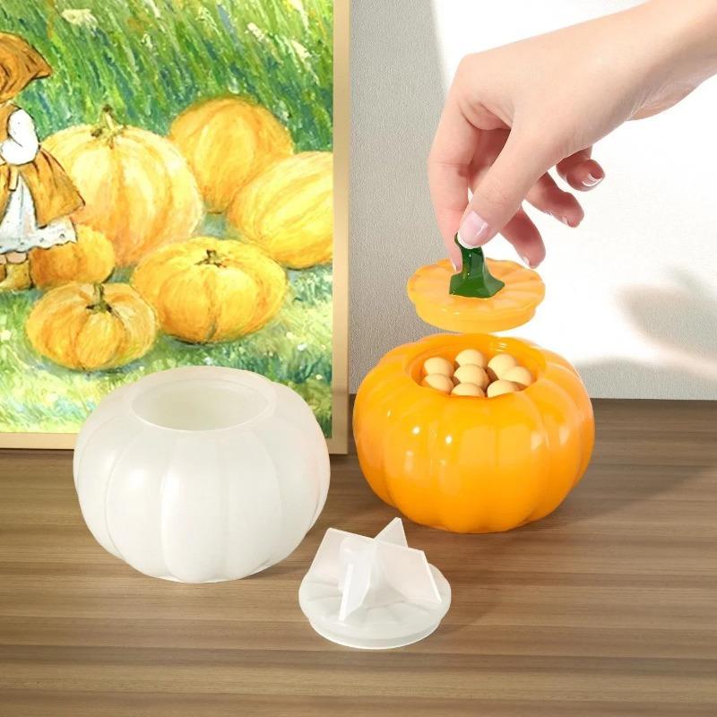 Handmade Creative Shape New Pumpkin Jar with Lid Silicone Mold Jewelry Storage Box Plaster Mold DIY Plaster Resin Crafts