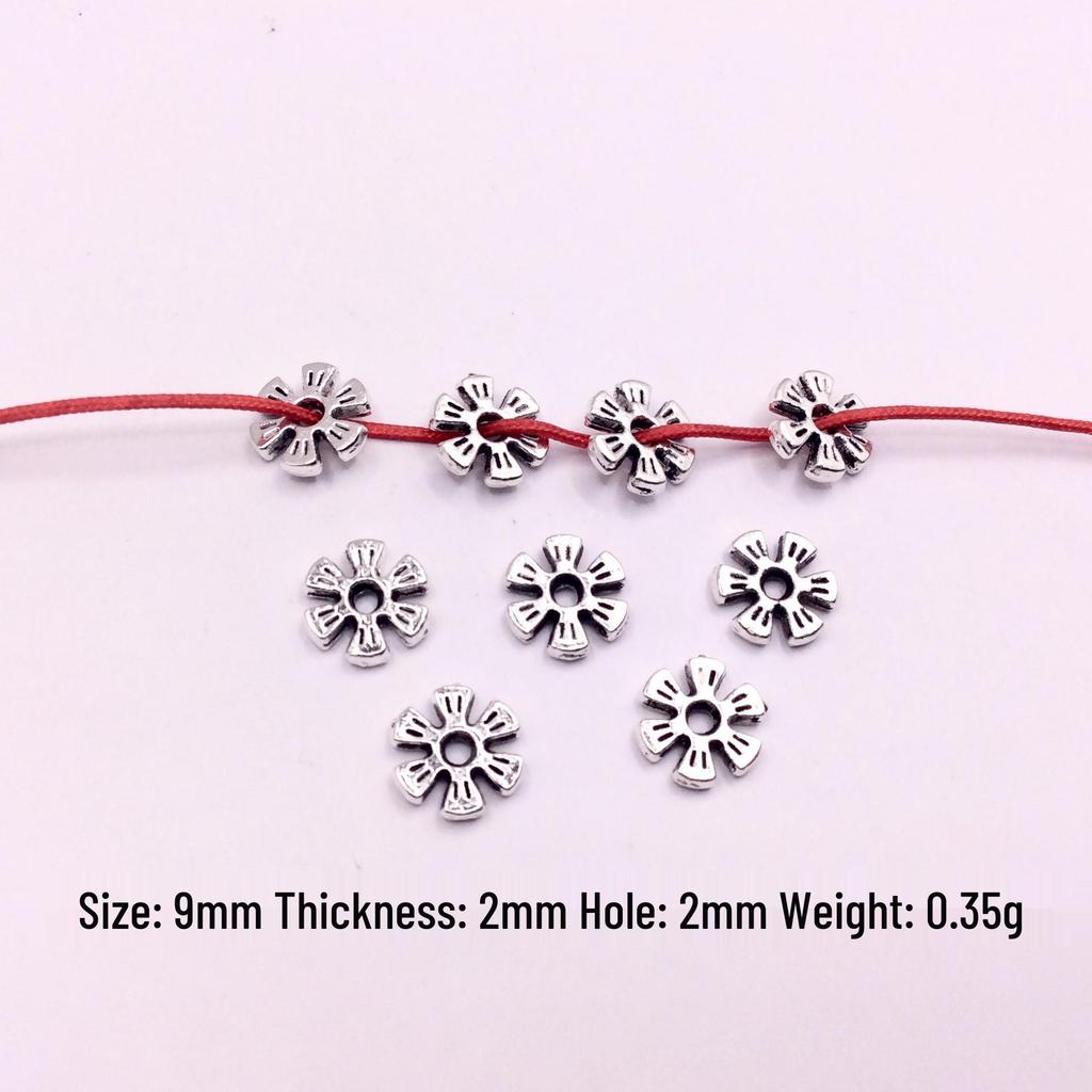 Tibetan Silver Flower Spacer Beads - 100pcs DIY Jewelry Accessories for Bracelets & Necklaces