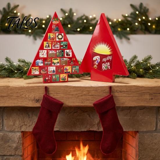 Holiday Surprising Box Christmas Tree Advent Calendar Box, DIY Shaped Paper Hole Punch Children Present Container Gift Fillable Countdown for