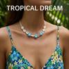 Bohemian Pink Plumeria Braided Necklace for Women Bohemia Sea Shell Hand-woven Choker Necklace Summer Beach Party Jewelry Gift