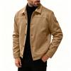 Men's Vintage Button-Front Jacket with Lapel Collar, Short Woolen Coat for Spring and Fall