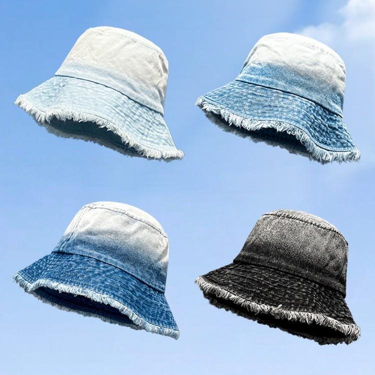 Vintage Denim Fisherman Hat With Wide Brim For Sun Protection And Sunshade In Spring Autumn Style