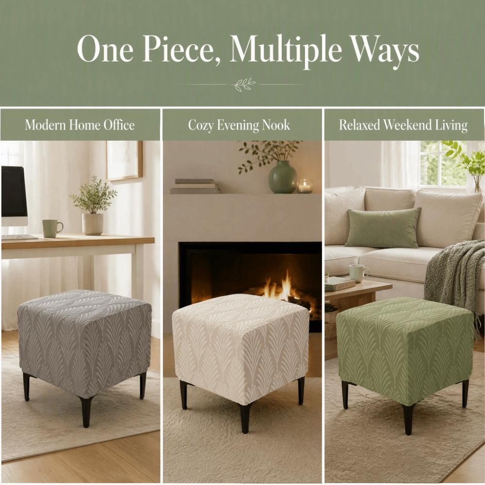 Square Shaped Ottoman Dust Protector Jacquard Velvet Bench Storage Cover  Storage Ottoman Shield