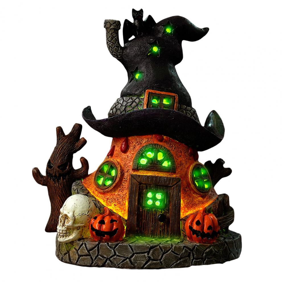 Witch House Ornament House Ornament with Led Light Spooky Halloween Witch House Statue with Led Light Magical for Home for A