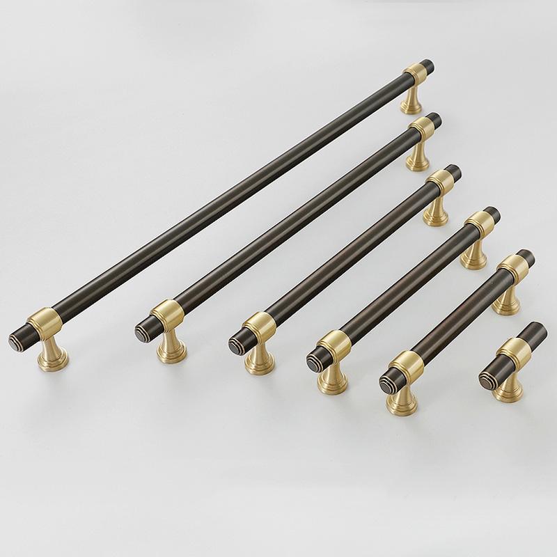 Solid Brass Furniture Handles and Knobs Multi Sizes T Bar Dresser Wardrobe Pulls Luxury Cabinet Hardware Kitchen Accessories