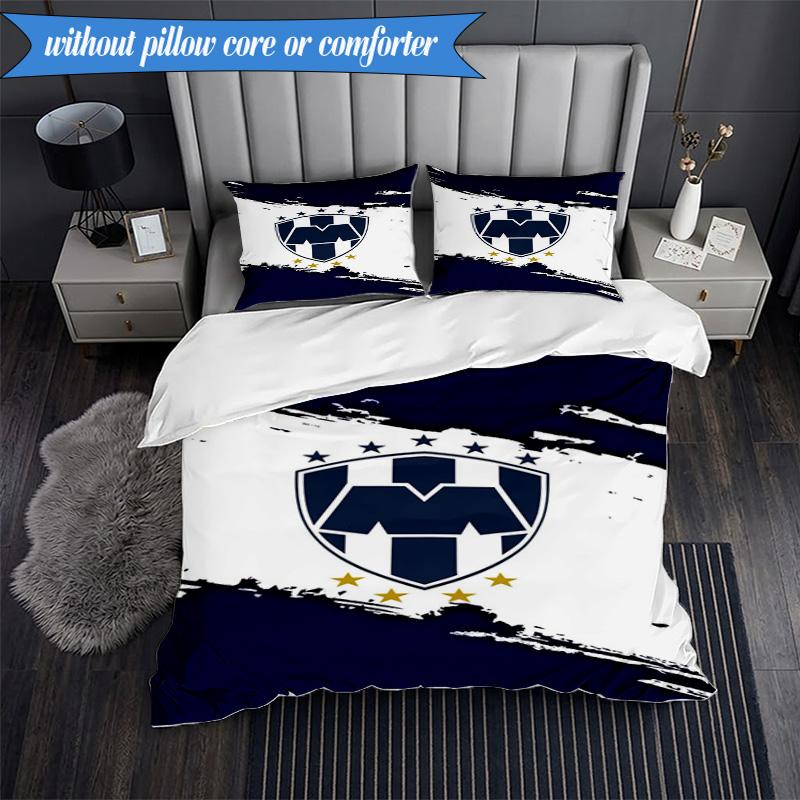 Football Club Emblem 3pcs K-pop music group Bedding set,Ideal for Bedroom, Dormitory,Including Duvet Cover And 2pcs Pillowcases,Fan gifts