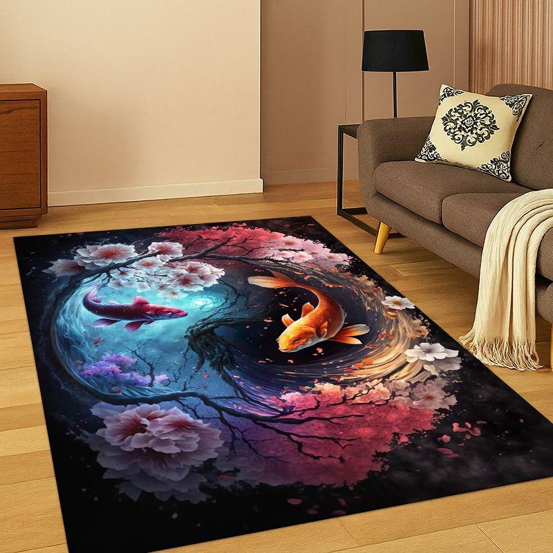 Yin Yang Symbol Chinese Tai Chi Carpet Rug for Bedroom Living Room Sofa Playroom Doormat Home Decor,Kid Game Area Rug Non-slip