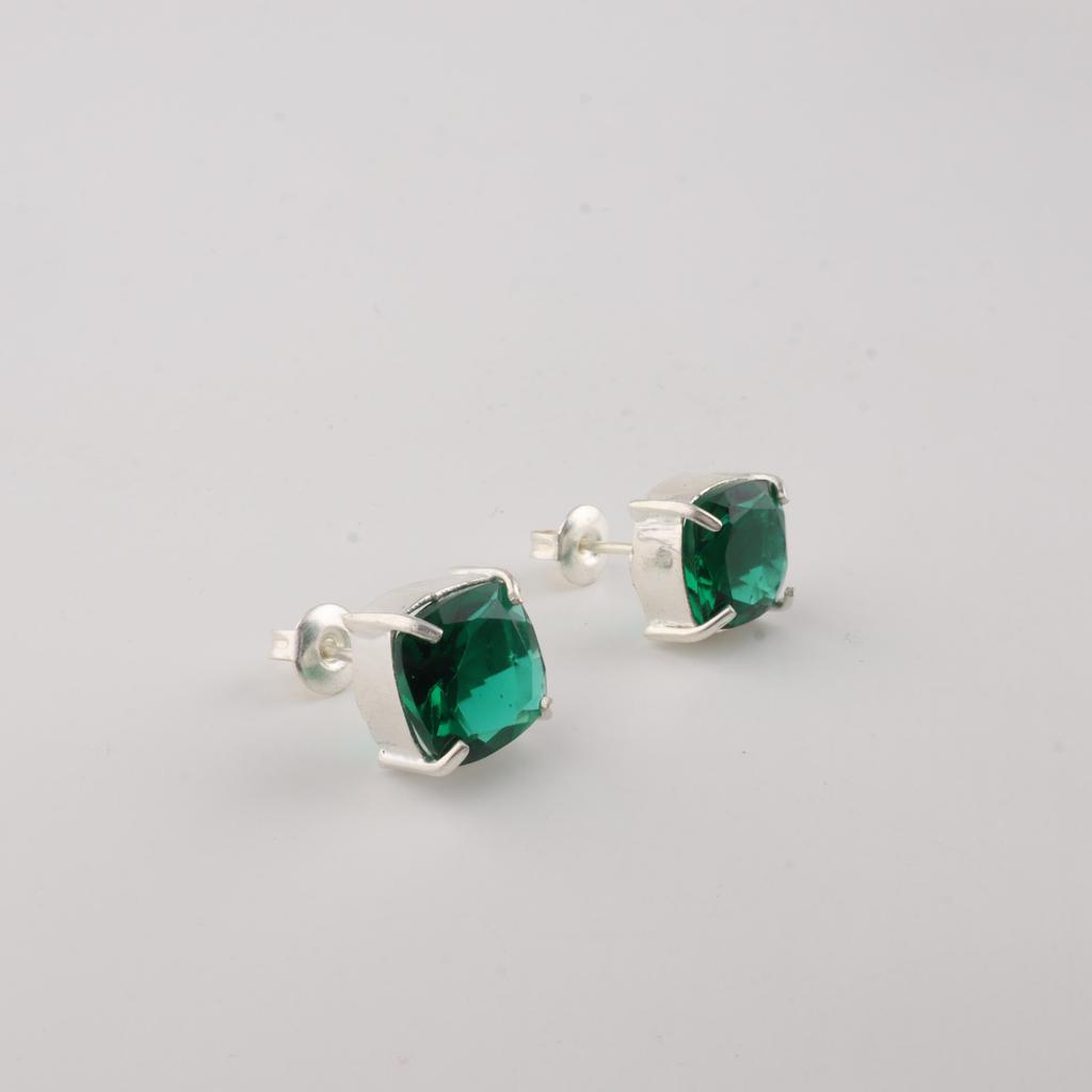 Chromdiopsid Edelstein 925 Sterling Silber Handgemachter Schmuck Hübsche Stecker Ohrringe 1" Für Jahrestagsgeschenk EE-181-8