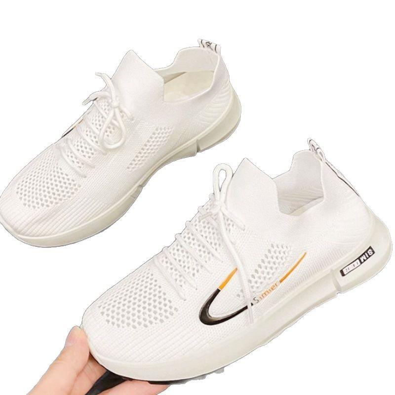 New fly-woven casual sports shoes women's mesh breathable shoes soft-soled running shoes