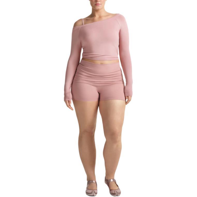 Nike × SKIMS Solid Off-Shoulder Asymmetrical Long Sleeve T-Shirt Women tops IR5022-662