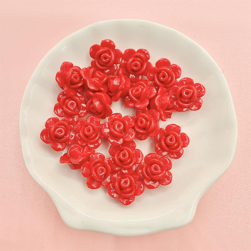 100 Stück Bonbonfarbene lose Perlen, Rosenblüten-Perlen, mehrfarbig, Schmuckzubehör, DIY-Perlen, handgefertigte Materialperlen zum Basteln