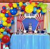 Bruiloft Verjaardag Babyborrel Geslachtsonthulling Decoraties Stofblauw Wit Ballonnenboog Slingerset