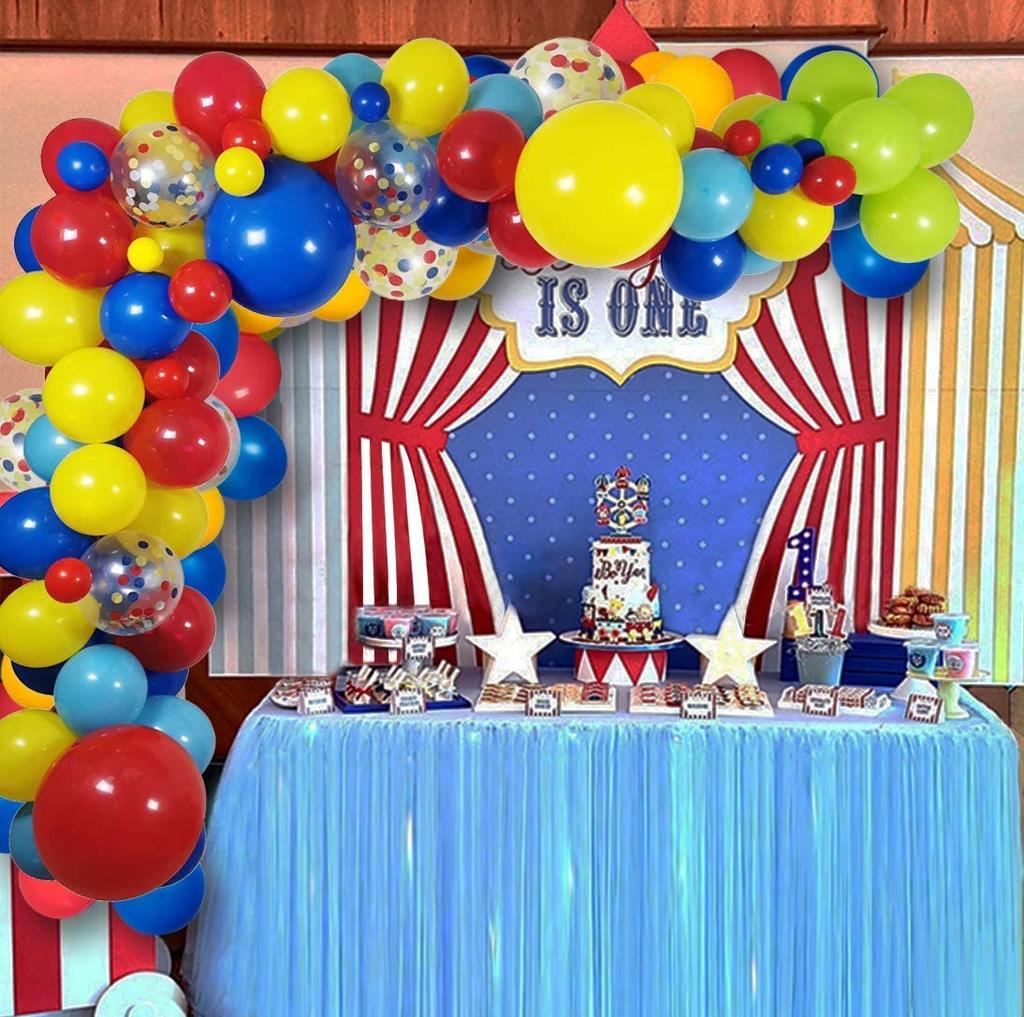 Bruiloft Verjaardag Babyborrel Geslachtsonthulling Decoraties Stofblauw Wit Ballonnenboog Slingerset