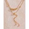Yhpup Collana Lunga a Catena Doppia con Pendente a Frange in Zirconia Cubica Delicata Acciaio Inossidabile Gioiello Raffinato Regalo per Donna