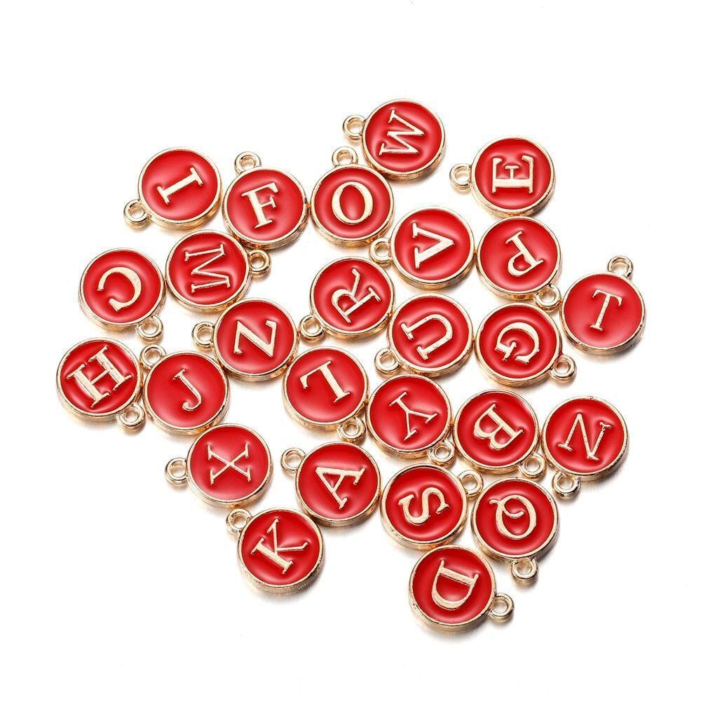 Colorful Dripping Oil Round Letter Pendant - DIY Alloy Jewelry Accessory
