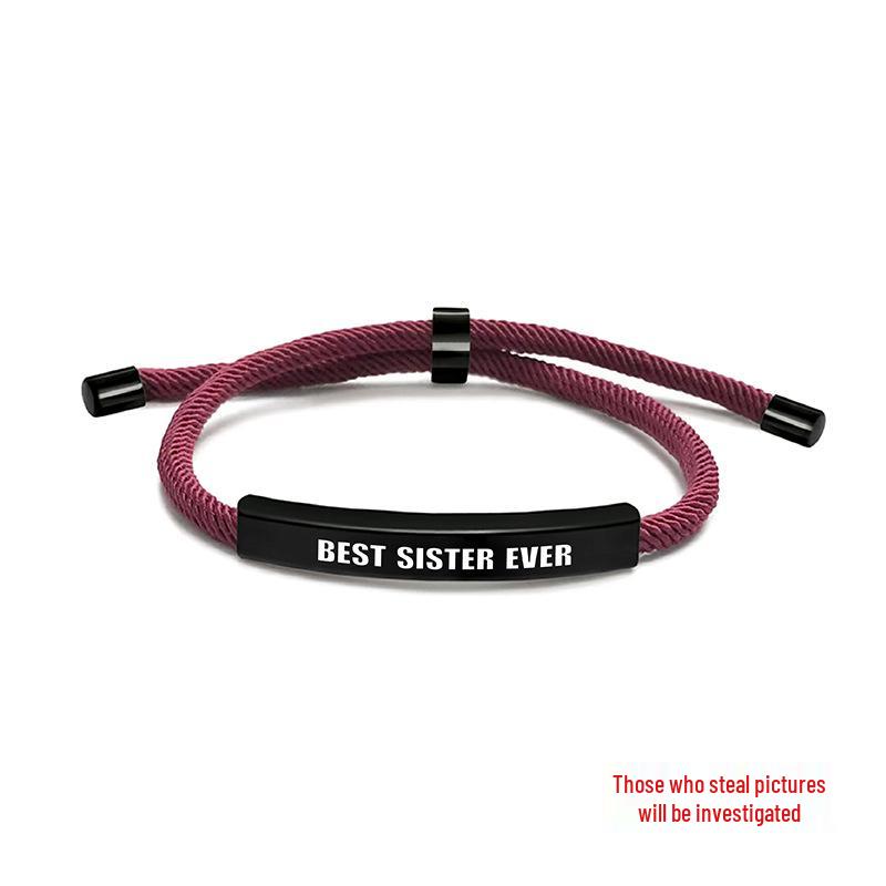 Multicolor Woven Rope Friendship Bracelet - Engraved Stainless Steel Christmas Gift