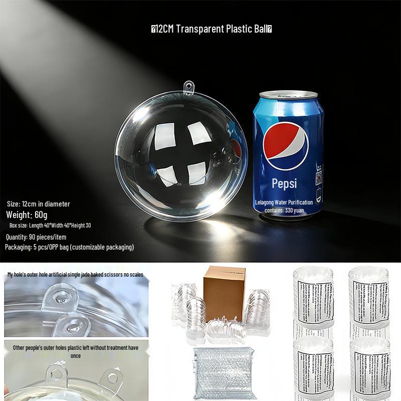 Clear Acrylic Christmas Hanging Decoration: Transparent, Round, Hollow Ball