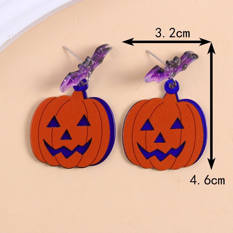 Personalized Colorful Bat Ghost Halloween Earrings Cartoon Pumpkins Spider Acrylic Drop Earring Cosplay Jewelry Accessory Gifts