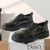 Fashion New Designer Men's Rock Punk Black White Mixed Lace Up Height Increasing Casual Shoes Walking Sneakers Zapatos Hombre