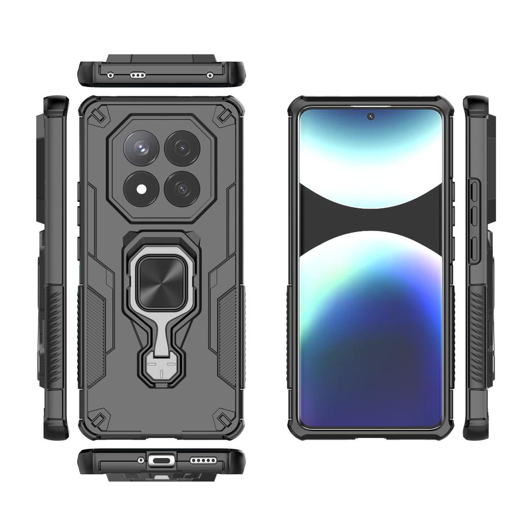 For Xiaomi Redmi Note 14 Pro+ 5G Case Rotatable Ring Kickstand PC+TPU Shockproof Phone Cover