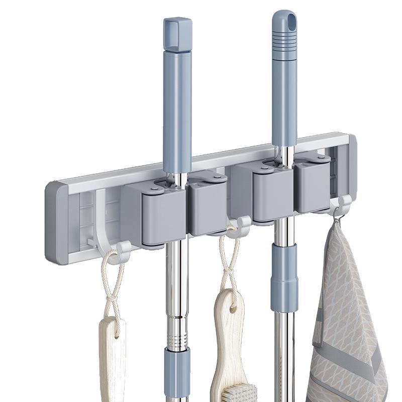 No-Drill Space Aluminum Mop & Broom Storage Clips