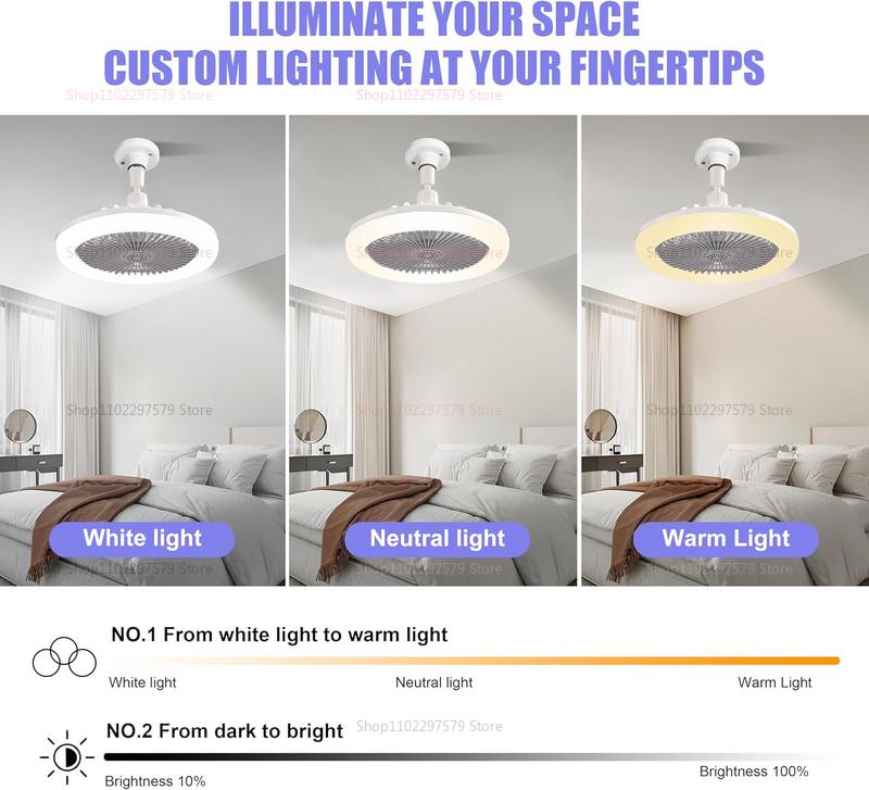 2-in-1 Indoor Ceiling Fan with LED Lights Remote Control 30W E27 Rotating Light for Living Room Bedroom Kitchen Modern Decor