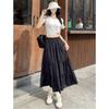 Women's White A-line Midi Skirt - 2025 Spring/Summer, Elastic High Waist, Slimming Long Fresh Style