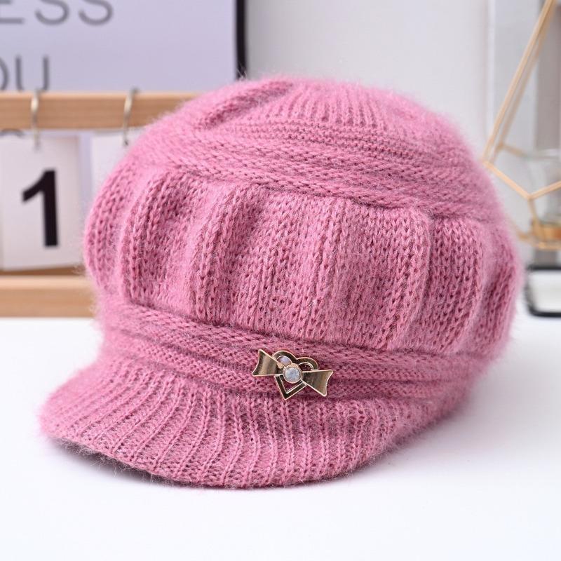 Hat rabbit fur ear protection warm autumn and winter knitted hat windproof velvet women's cold-proof wool hat