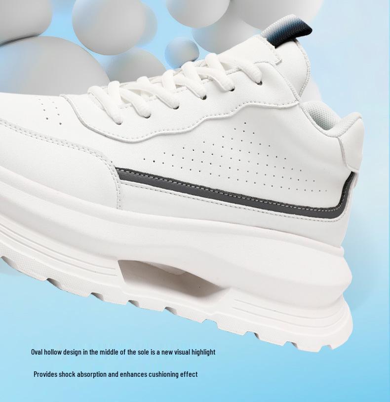 Invisible Height Boost 8CM White Dad Sneakers - Retro Thick Sole Men's Casual Shoes for Spring & Autumn