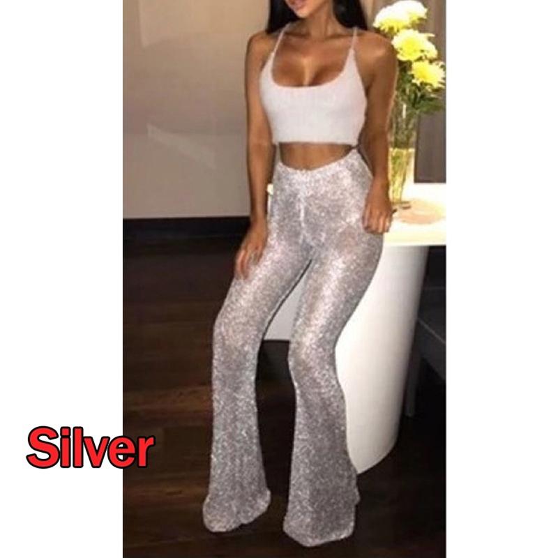 Women's Glitter Sequin High Waisted 
