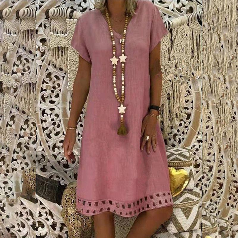 

Tank Women Lady Top Mini Dress Floral Summer Casual Prom Party Loose Shirt Tunic Pink,2XL