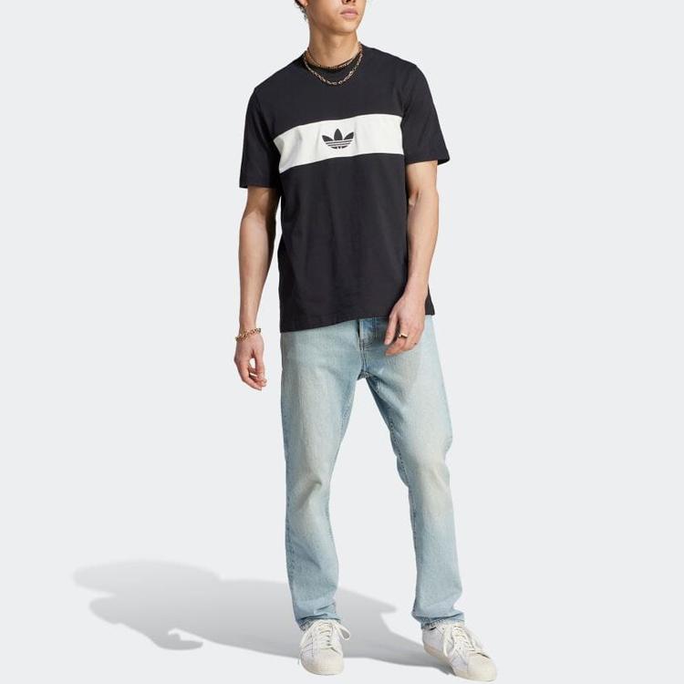 Adidas Originals Colorblock Logotrykk Rundhalset T-skjorte Herre Topper Svart HZ0703