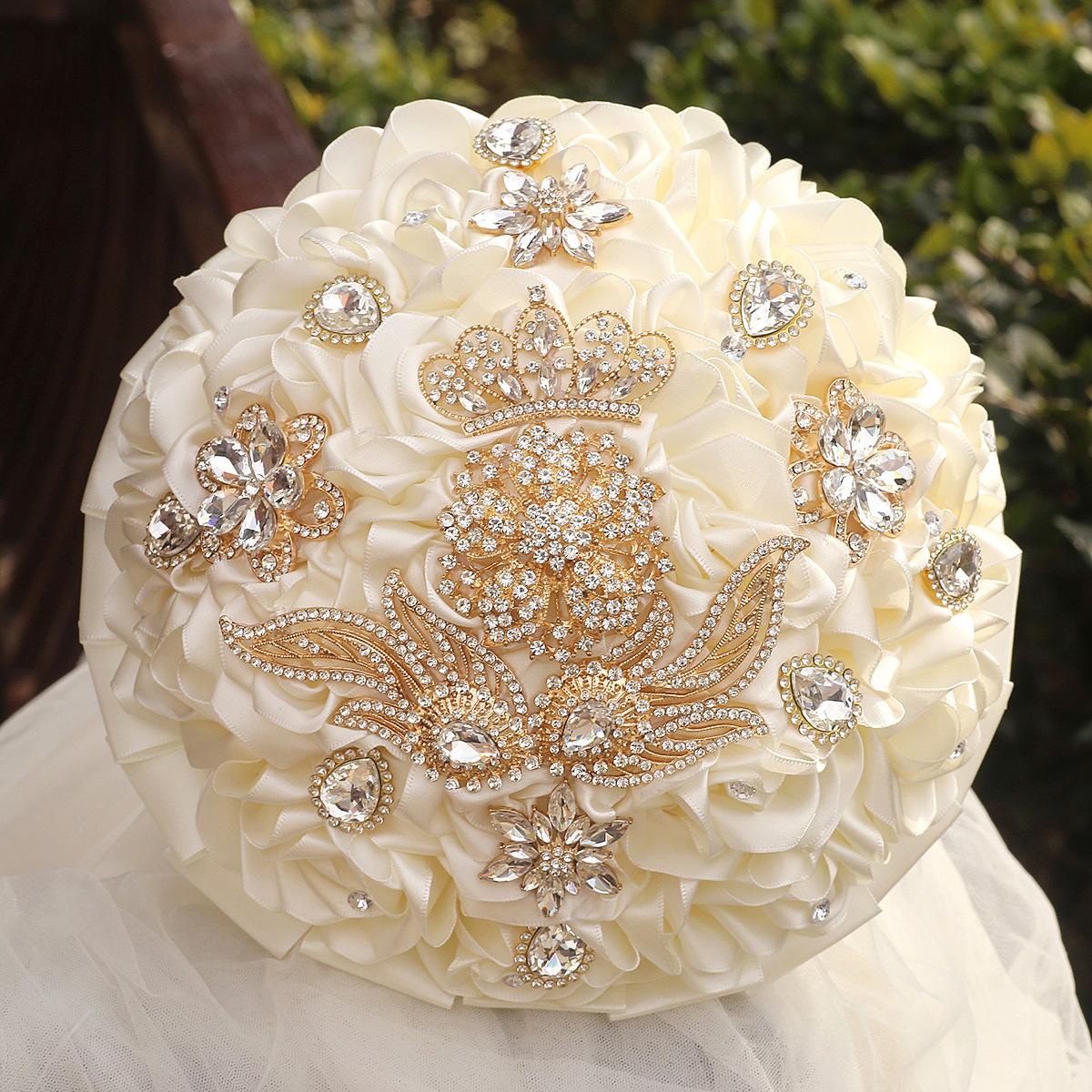 White Silk Ribbon Rose Flower Wedding