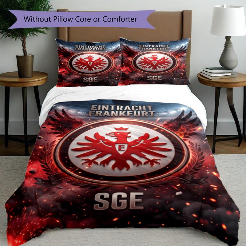 3pcs Duvet Cover Set (1*Duvet Cover + 2*Pillowcase, Without Core), Eintracht Frankfurt Print Bedding Set, Bedroom Decor, All‑Season, Gift