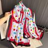 Módní všestranný barevný hedvábný šátek s potiskem puntíků jarní a letní tenký cestovní dovolenkový opalovací plážová osuška dámská šála