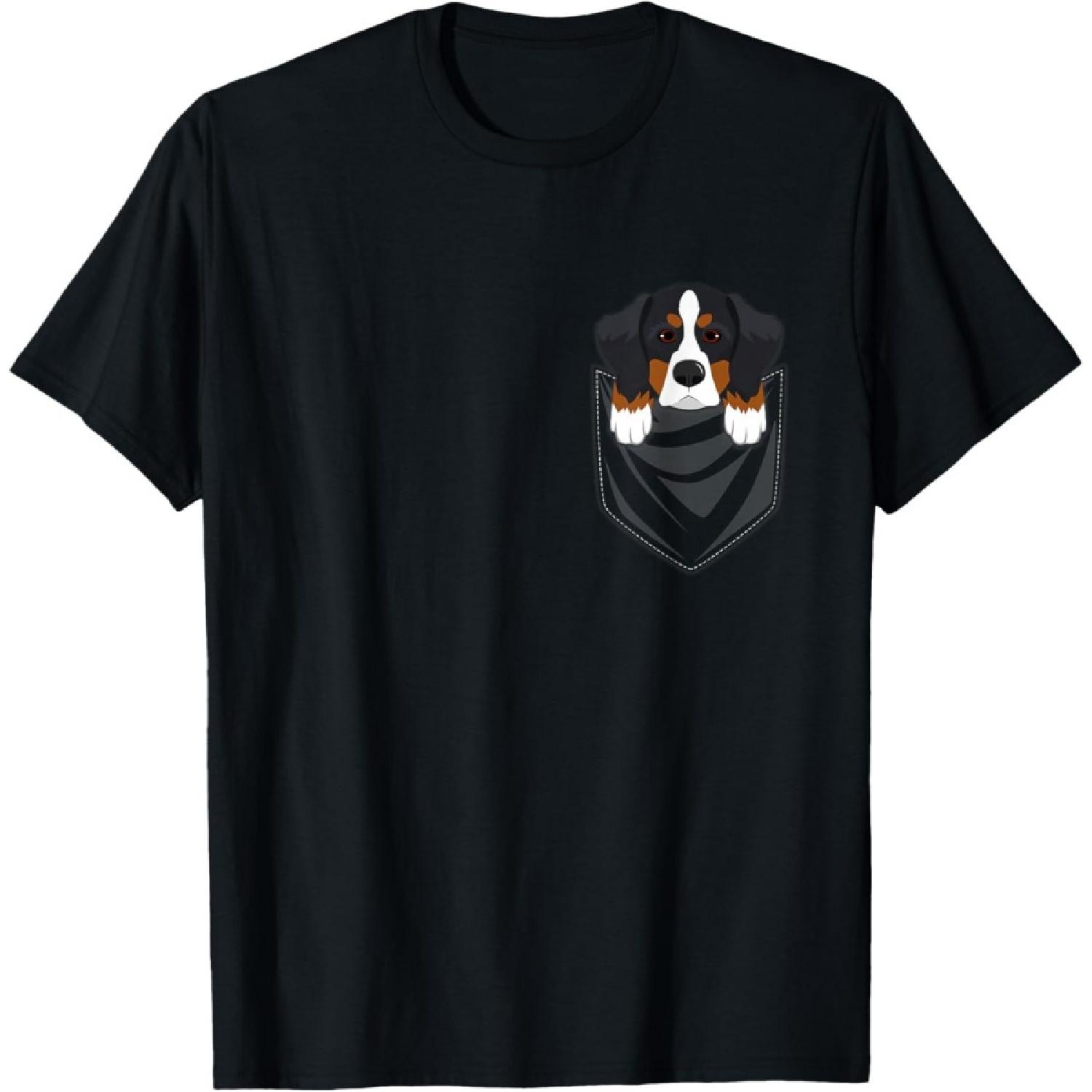 Bernese Mountain Dog Pocket Graphic T-Shirt Dog Gift Shirt T-Shirt XXXXXL чёрный