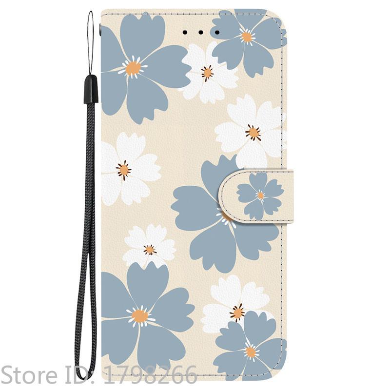 Elegante Portafoglio Colorato con Fiore Custodia per Telefono per Samsung Galaxy A27 5G SM-A276 A 27 Copertura in Pelle Flip Magnetica Carino Modello 3D Capa
