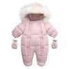 0-24M Newborn Baby Girl Clothes Winter Cotton Baby Romper With Gloves Children's Jumpsuit Hooded Plus Velvet Infant Clothing Set