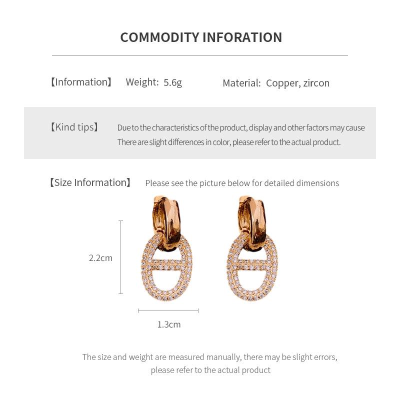 18K Vergoldete Zirkon Schweinenase Ohrklemmen - Elegante, Vielseitige High-End Mode Ohrringe