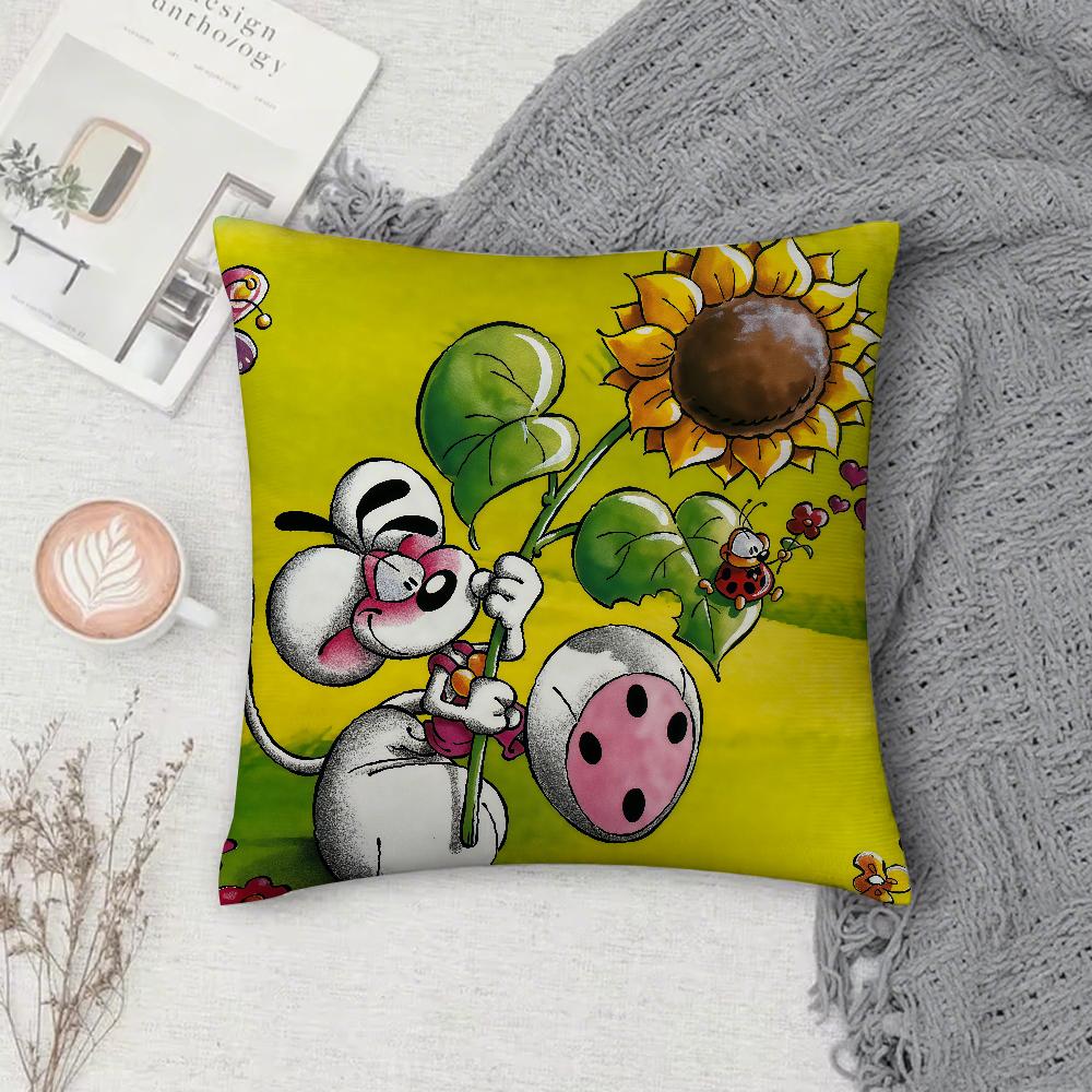 Cartoon DDiddl RRatS Pillow Case Square DoubleSided Printing Sofa Cushion Cover Pillowcase Bedroom Bedside
