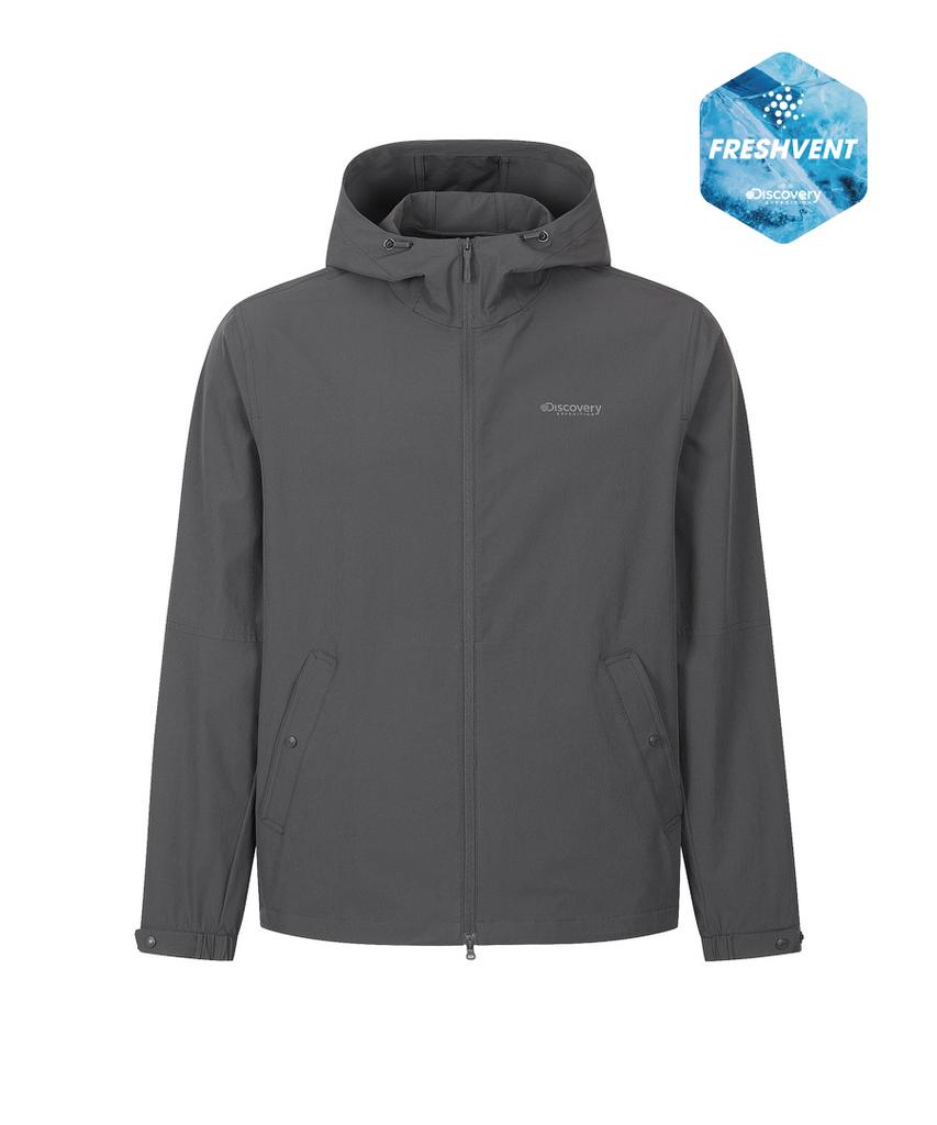 Discovery Expedition Men'S Freshvent Lightweight Woven Training Hooded Jacket (D.Grey)