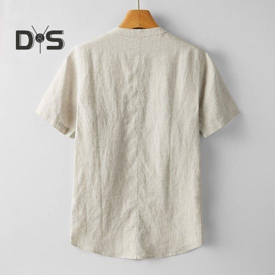 Muži Letní Košile Stojánek Límec Tenký Volný Krátké Rukávy Jednobarevné Tričko se zapínáním na knoflíky Střední délka Denní tričko pro školní kancelář Outdoor