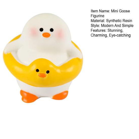 Mini Goose Figurine Tiny Miniature White Goose Small Cute Resin Animal Statue for DIY Crafts Lawn Yard Decor Dollhouse