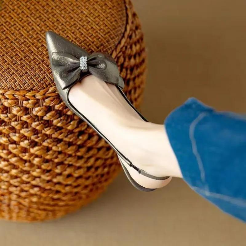 Fashion Women Pumps Comfort Stiletto Heels Bow Tie Summer Shoes for Women Large Size New Pointed High Heels Sandals Wedding Shoes Bride