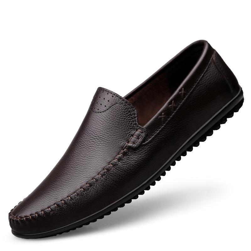 2018 Men's Genuine Leather Casual Non-slip Loafers with Soft Sole Breathable Cowhide